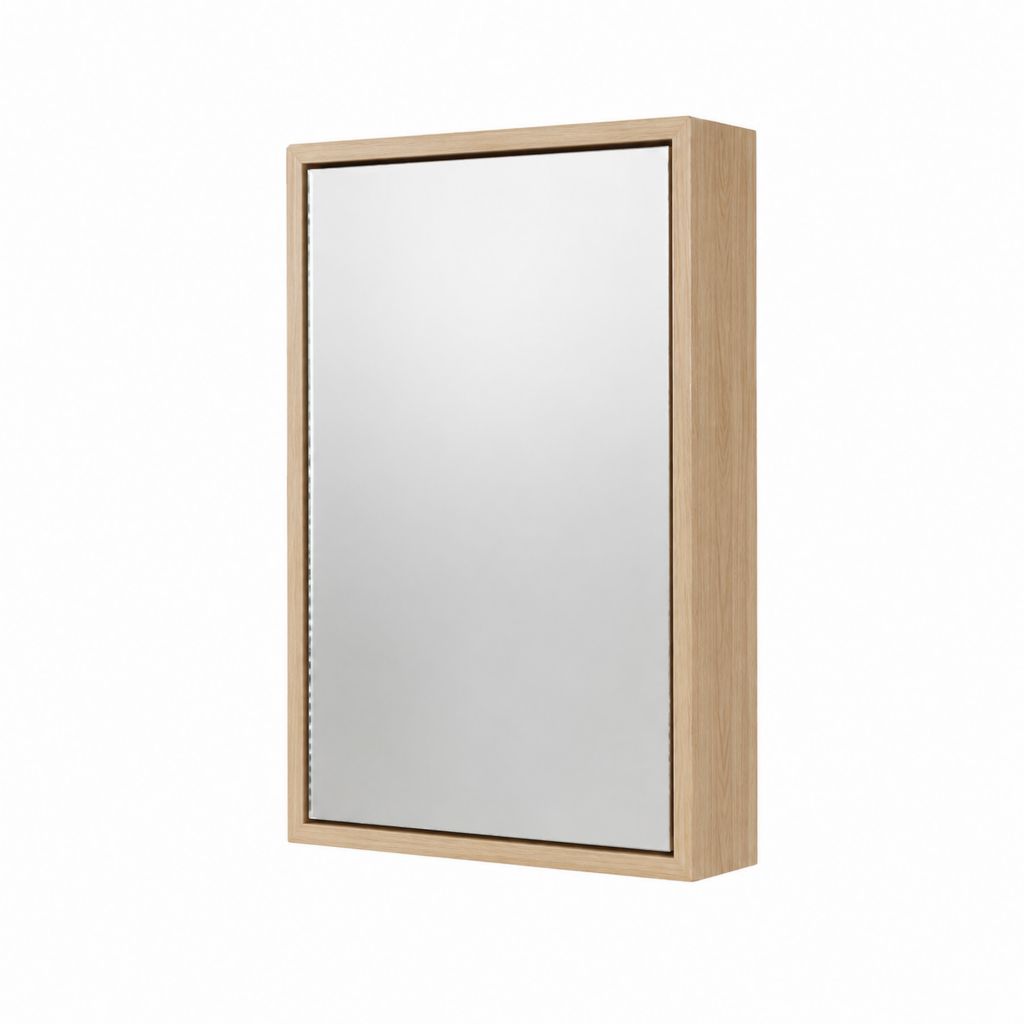 Armoire miroir de salle de bain rectangulaire chêne clair en panneau de particules 60 x 80 x 15 cm