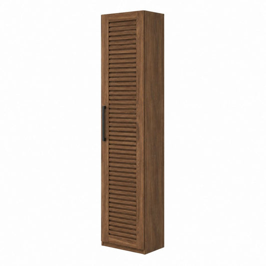Colonne de rangement salle de bain rectangulaire marron noyer en panneaux de particules 40 x 35 x 185 cm