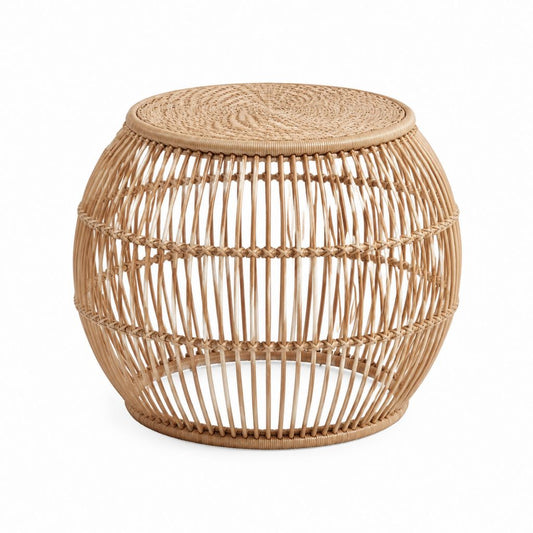 Tabouret rond en rotin naturel beige Ø45 x H45 cm