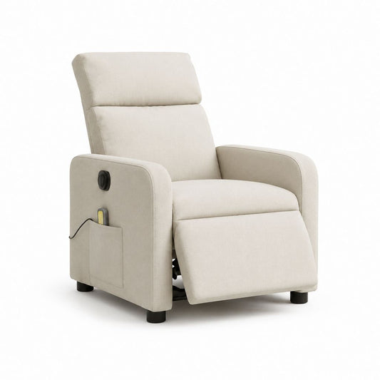 Fauteuil relax électrique inclinable beige en polyester avec repose-pieds 90 x 93 x 105 cm