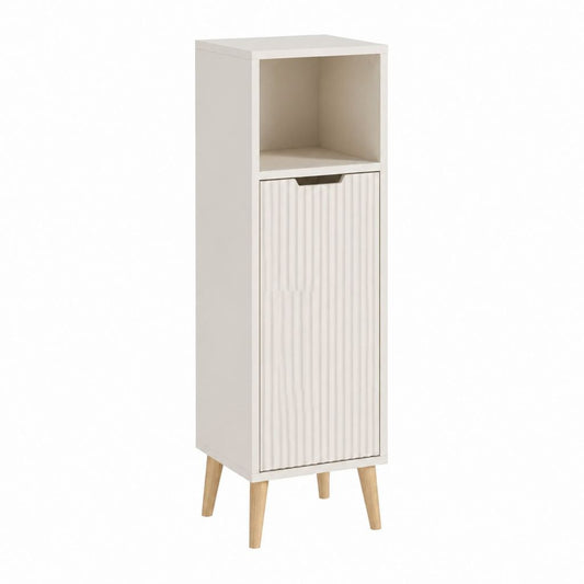 Colonne de rangement salle de bain rectangulaire blanche en MDF 30 x 30 x 140 cm