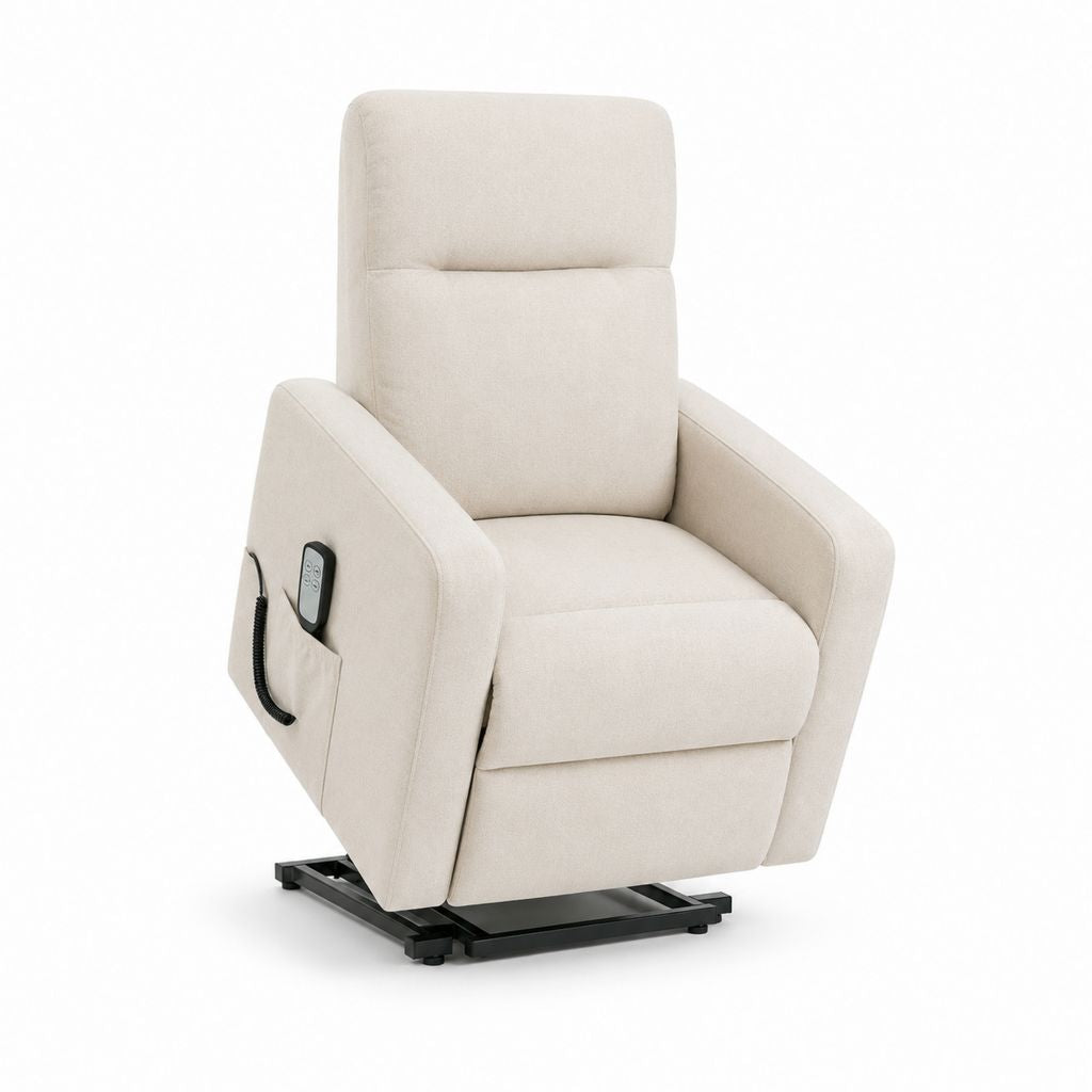 Fauteuil releveur électrique inclinable beige en polyester 82 x 90 x 105 cm