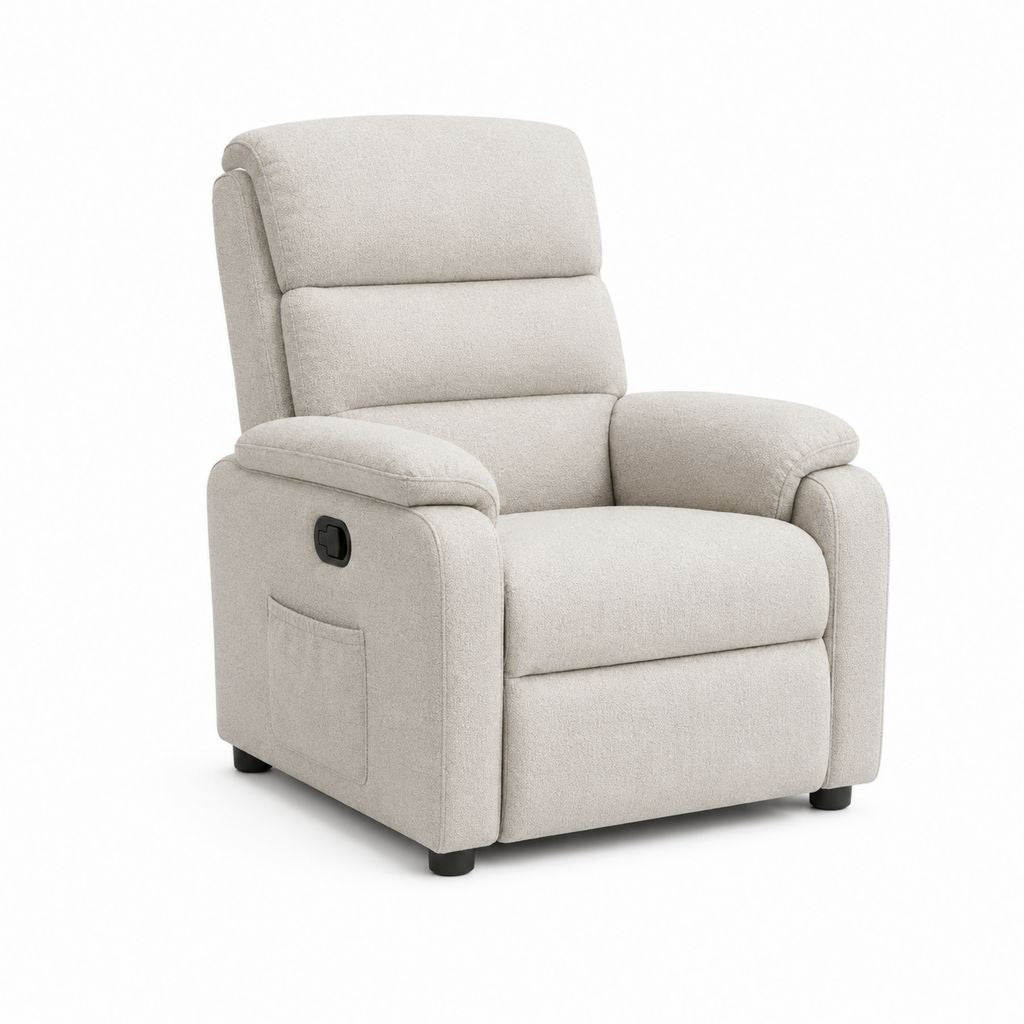 Fauteuil relax inclinable manuel beige en polyester 88 x 94 x 98 cm